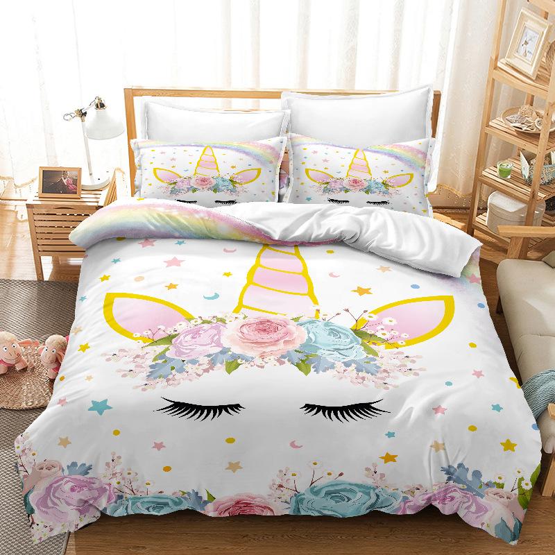 Dream Unicorn Duvet Cover For kids,Single Print,Rainbow,Duckling,Owl,Star Bedding Set,Birthday Gift,Stream,River,Pink Bed Sets