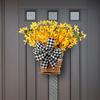 Spring Flower Wreath Basket, Forsythia Door Basket, Yellow Flower Wreath, Front Door, Summer Spring Home Decoration