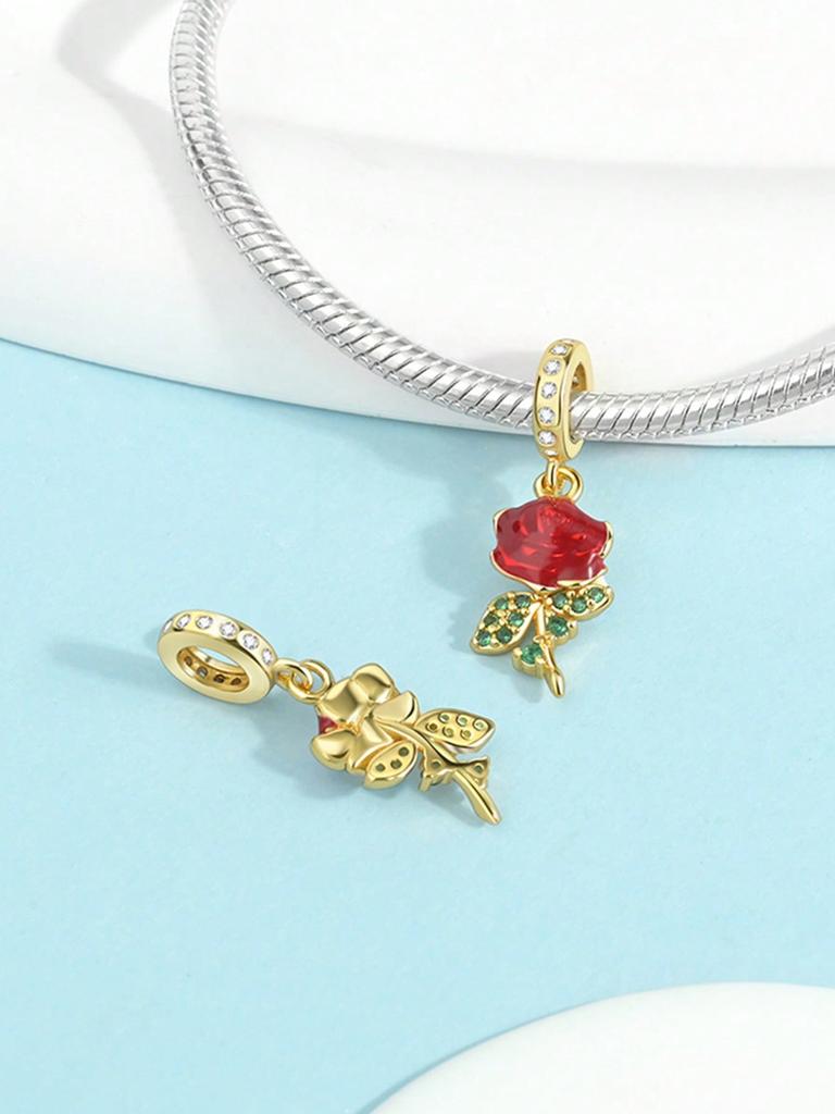 Charms Plata Copper Colorsrose Sunflower Beads Charm Pendant For Original Bracelet For Women Diy Jewelry Love Gift