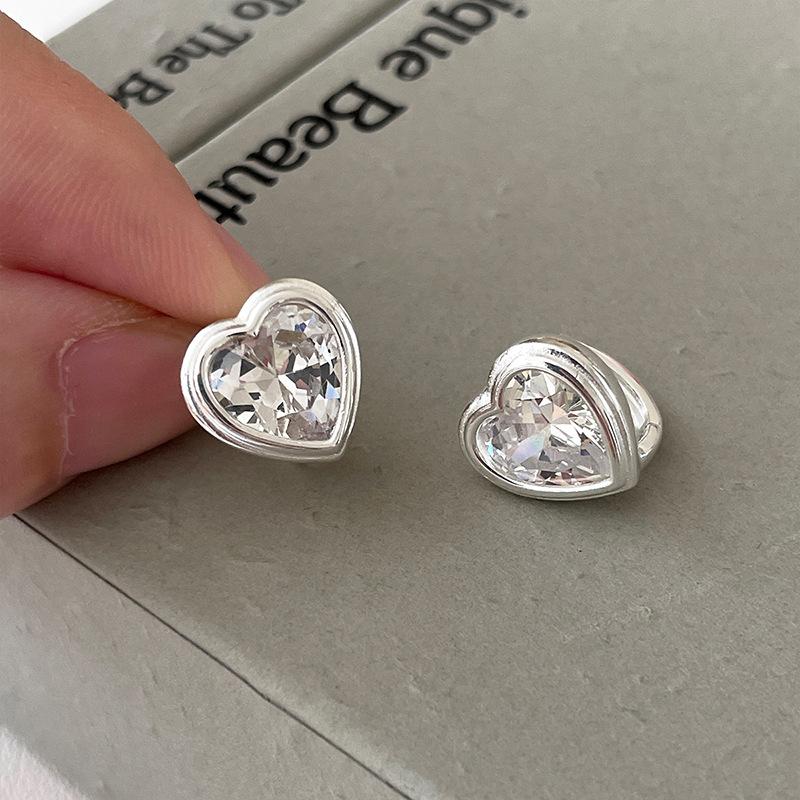 Серьги-пряжки Pink Love Zircon для женщин, легкие, роскошные, корейская версия, милые серьги для девочек, темпераментные, милые, в форме сердца