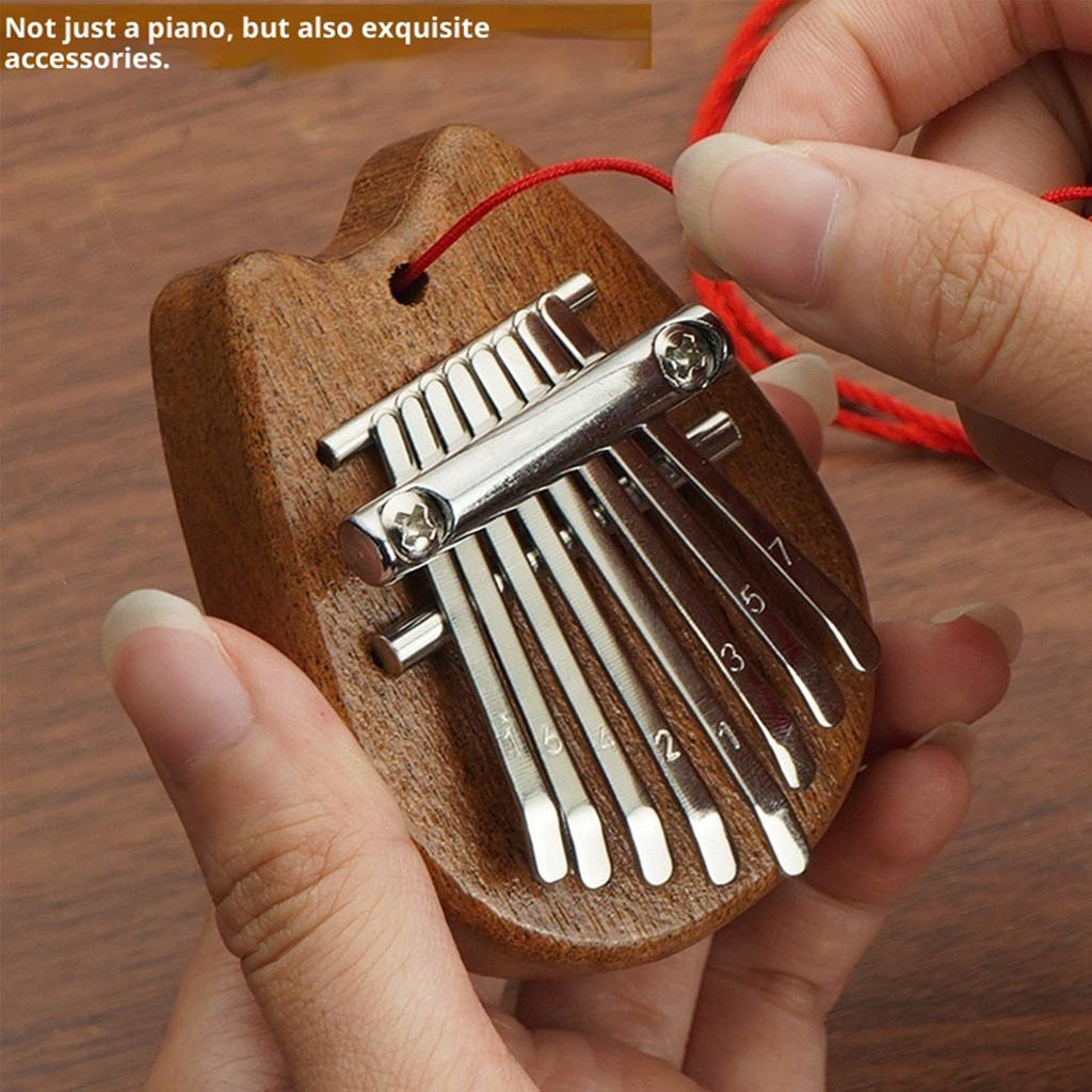 2Pcs 8 Keys Mini Kalimba Wooden Thumb Piano with Lanyard Portable Musical Instrument Cute Marimba for Travel Party Outdoors