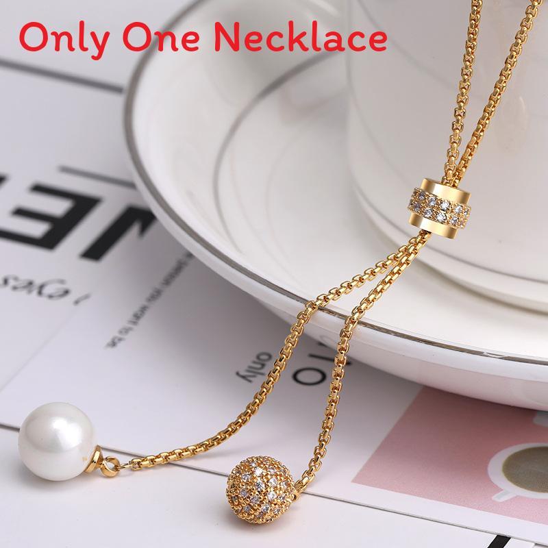 

Fashion Ol Geometric Alloy Long Necklace With Pearl Tassel Pendant For Women золотой