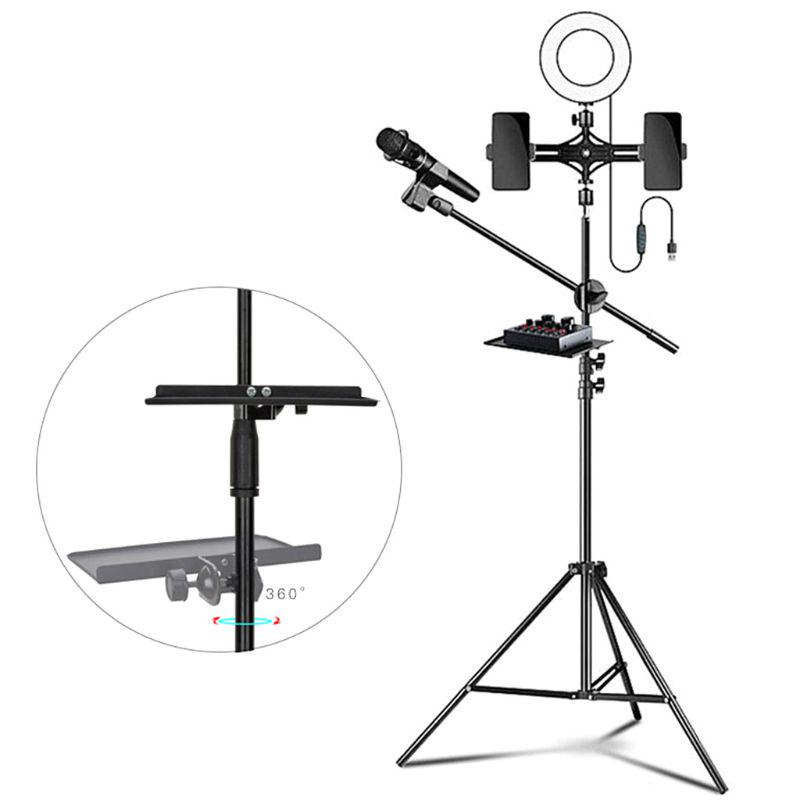Portable Adjustable Shelf Organizer Expandable Outdoor Karaoke Equipment Clip Broadcast Stand Tray Sound Card Tray