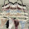 Elegant Ultra-Thin Lace Color-Block Bra Set - Anti-Sagging, Minimizes Large Bust