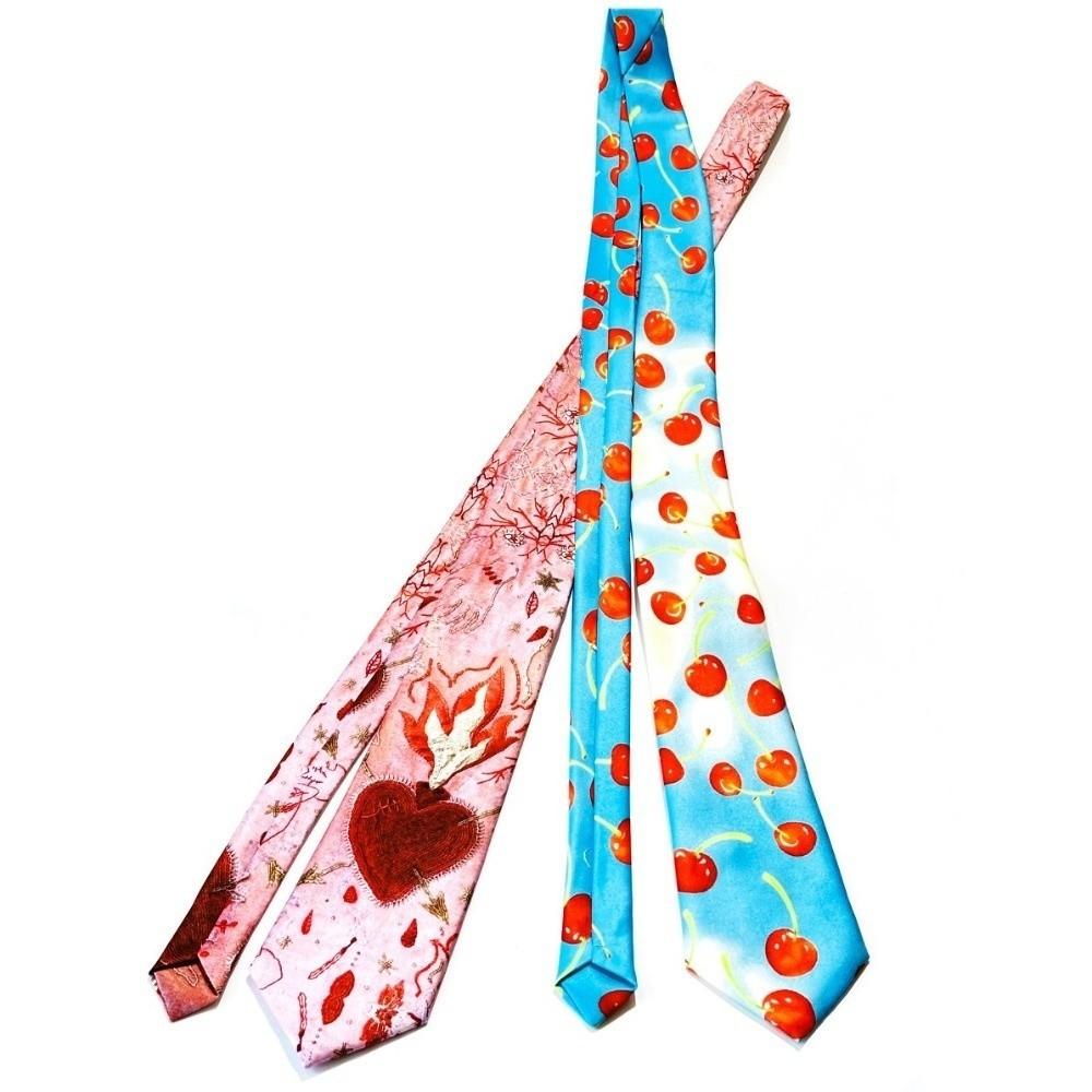 Heart Neck Tie Cherry Shirt Neckties Simple Y2K Neckties  Men