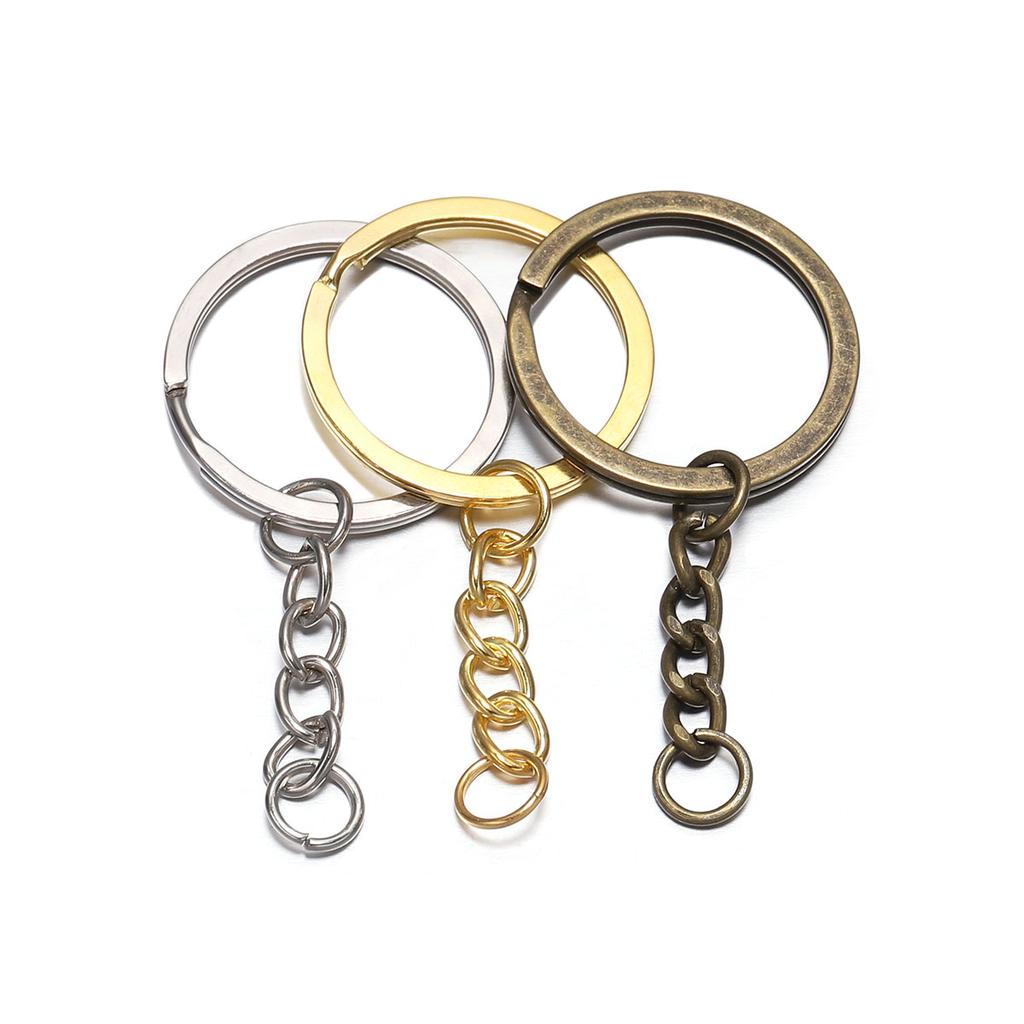 10Pcs Key Ring Key Chain Rhodium Antique Bronze Gold Color 60mm Long Round Split Keychain Keyrings Jewelry Making Bulk Wholesale