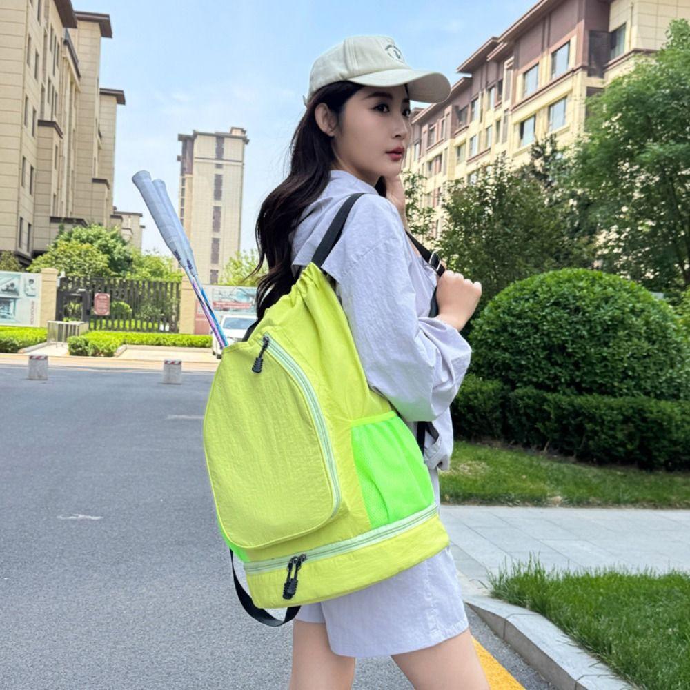 With Shoes Pocket Tennis Racket Backpack 2 Rackets Drawstring Fitness Bag  Outdoor Sports