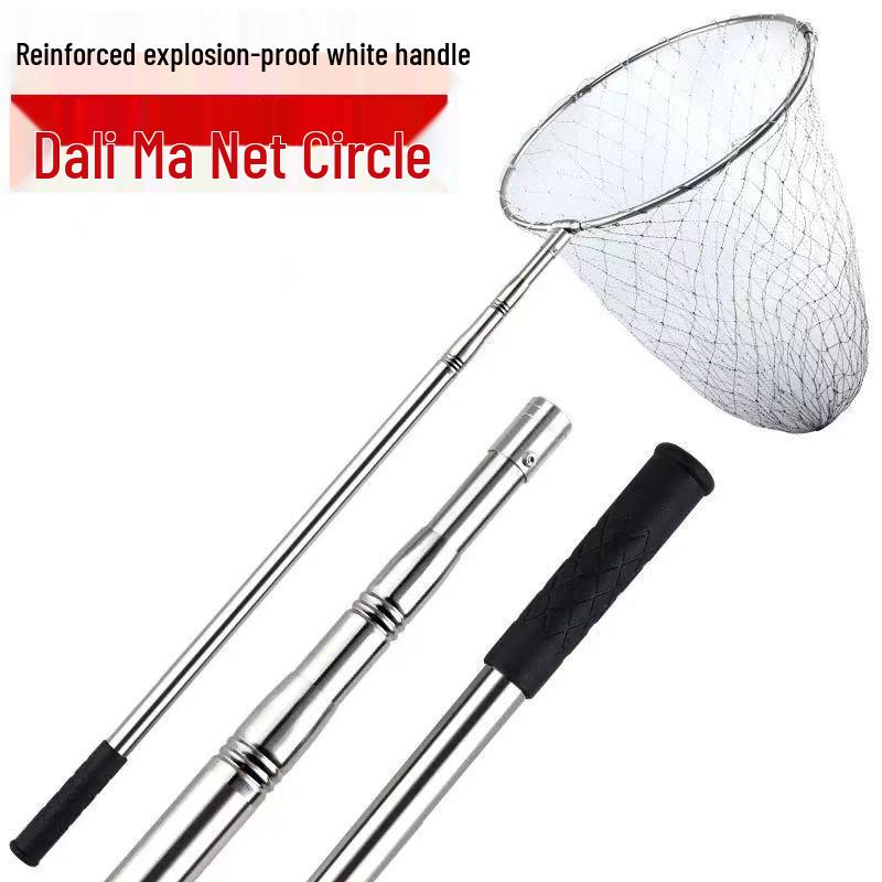 Telescopic Landing Net with Fine Mesh - Expandable Handle & Net Head for Fishing