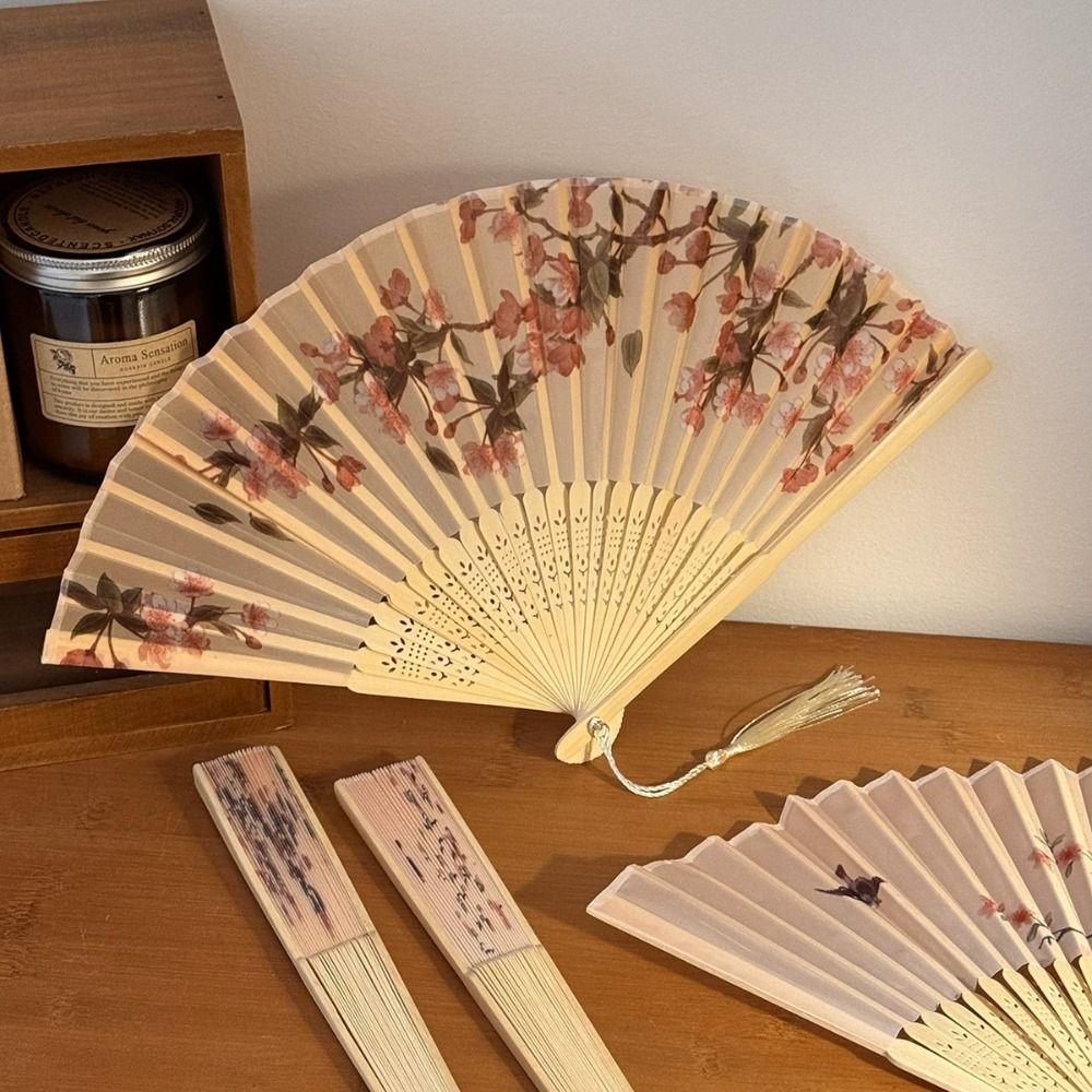 Plastic Chinese Japanese Folding Fan Colorful Folding Fan Decorative Portable Photo Props  Outdoor