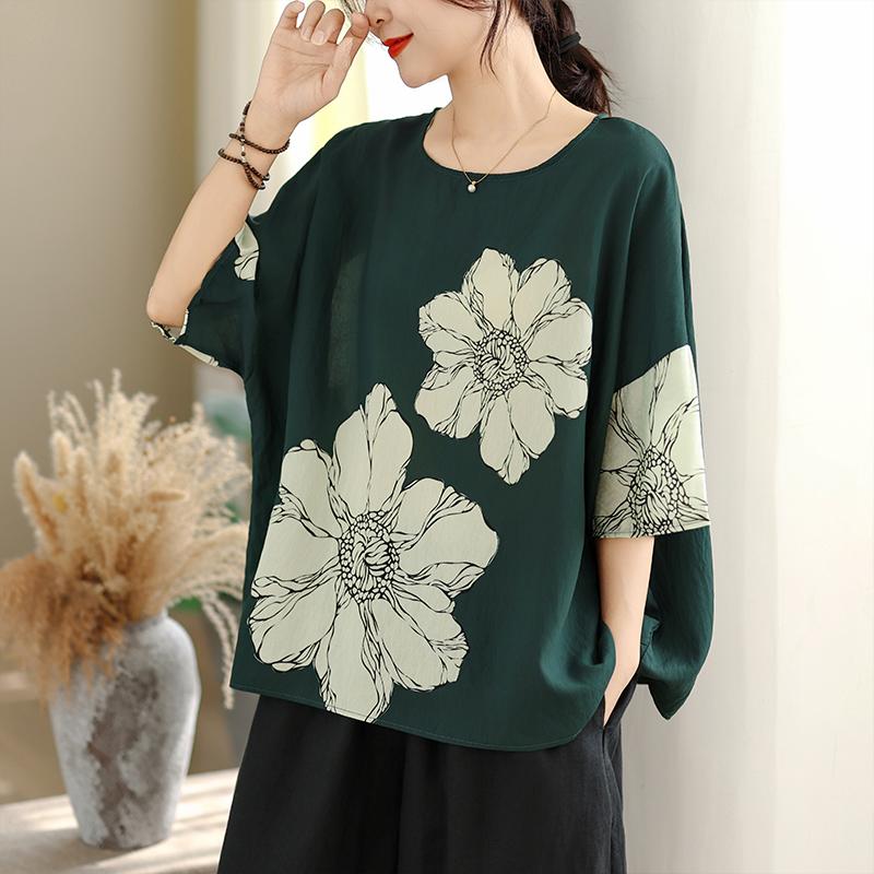 DIMANAF 2026 Summer Plus Size New T-Shirt Women Print Loose Casual O-Neck Casual Lady Tops Tees Shirts Oversize