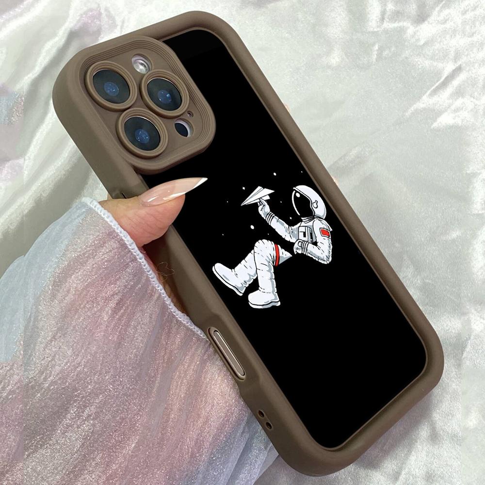 JT199 Cute Astronaut In Space for iPhone 17 16 15 14 Pro Max Samsung S26 S25 Ultra A17 A16 A07 A56 A06 Xiaomi 15T Redmi 15c 14C Note 13 Soft TPU Case