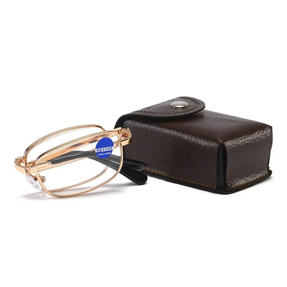 Metal Round Small Folding Reading Glasses Men Blue Light Computer Grade Glasses Narrow Eyeglasses Frame For Men Gafas +3.5