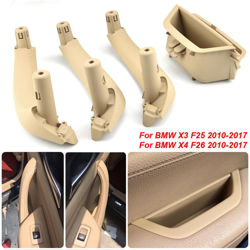 Black Beige Carbon Fiber Color Left Side Door Interior Inner Handle Pull Trim For BMW F25 F26 X3 X4 2011-2017 LH