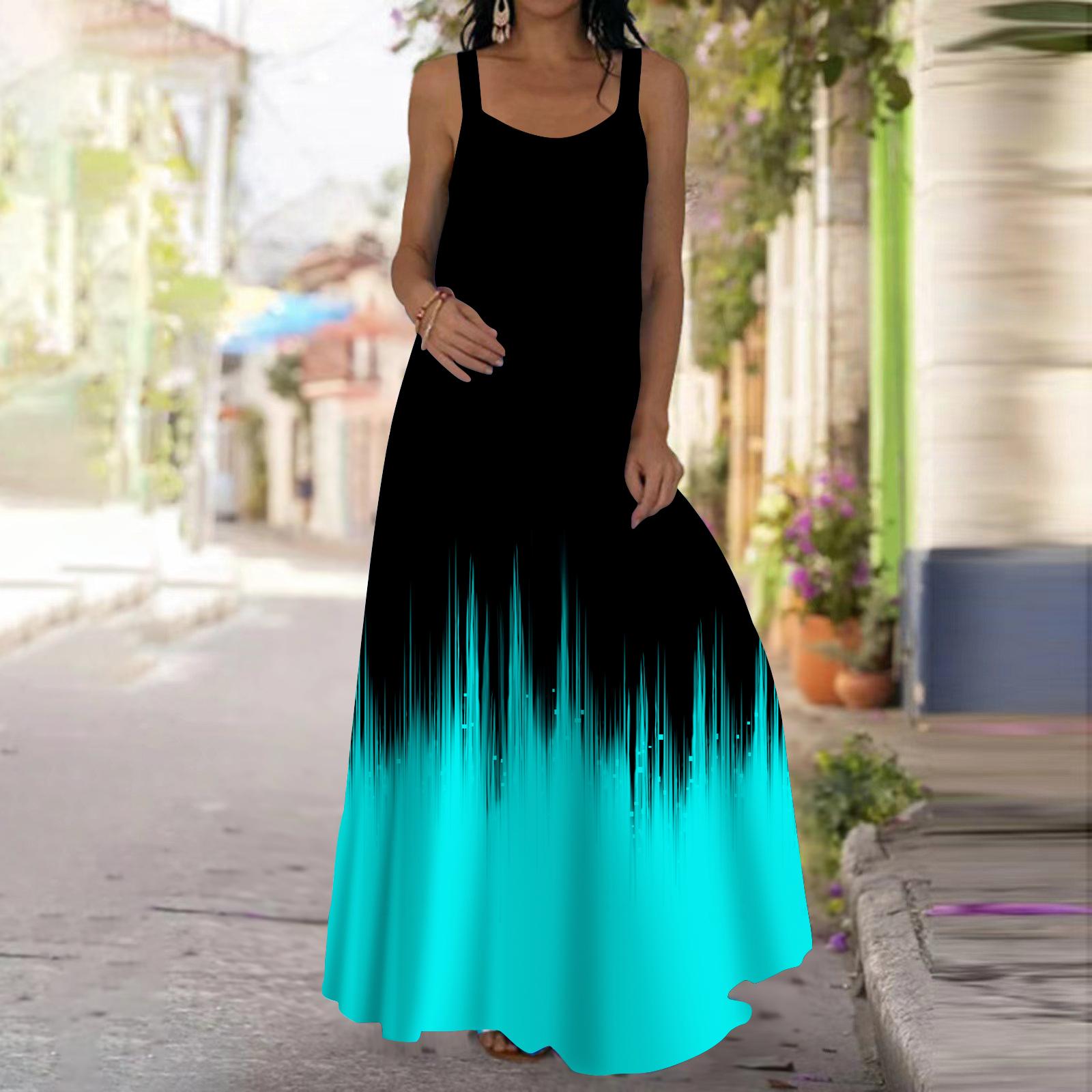 

Женское платье-комбинация, длинное платье, платье Blaze Blue Print, весна и лето, V-образный вырез, для отдыха и отпуска 5XL зелёный