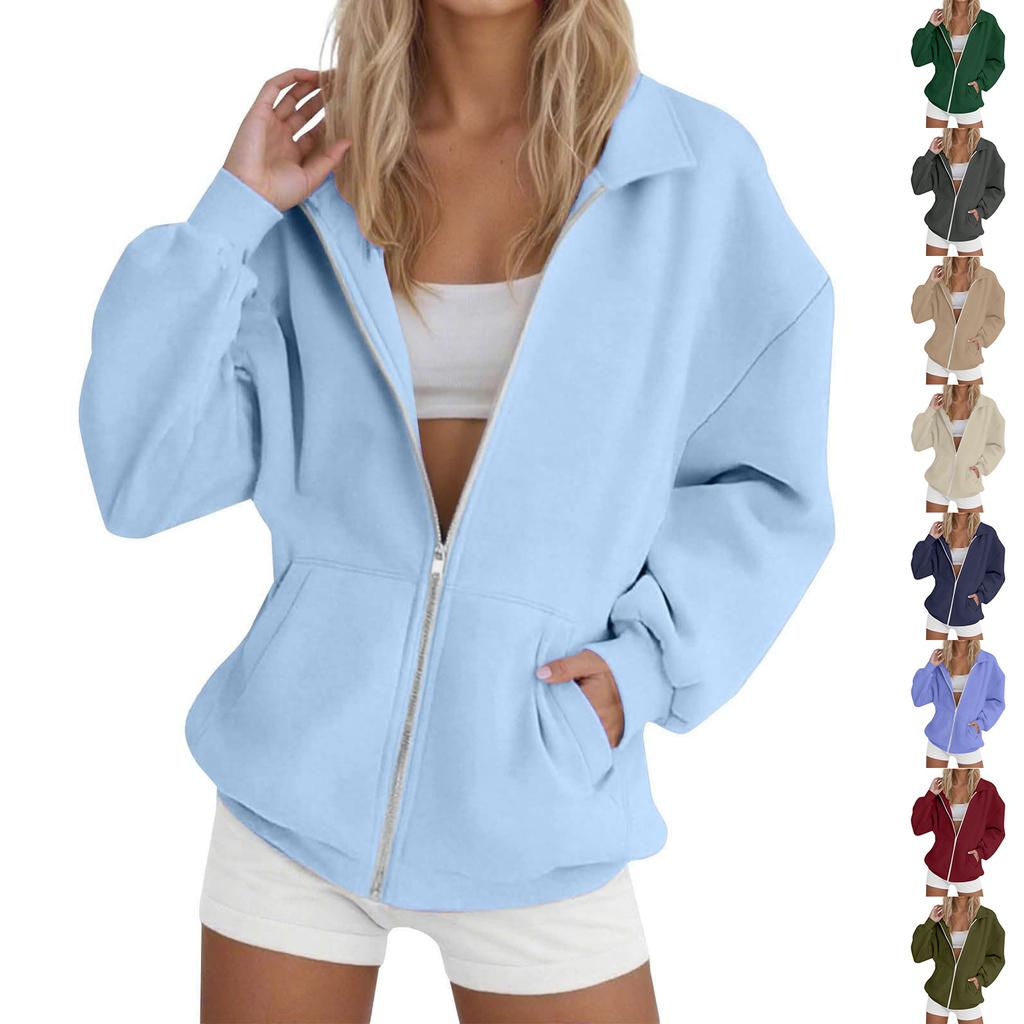 Women's Zip-Up Long Sleeve Sweatshirt Top