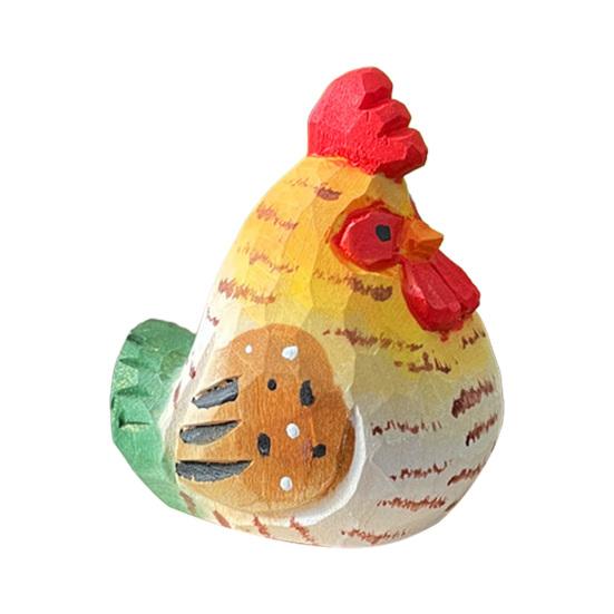 Hand-Carved Wooden Rooster Figurine Farmhouse Chicken Sculptures Rustic Animal Statue for Home Shelf Desk Kitchen Decor Gift for Chicken Lovers