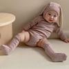 Ribbed Texture Bunny Costume Cotton Solid Baby Bodysuit Rabbit Romper Sets  Infant Girls