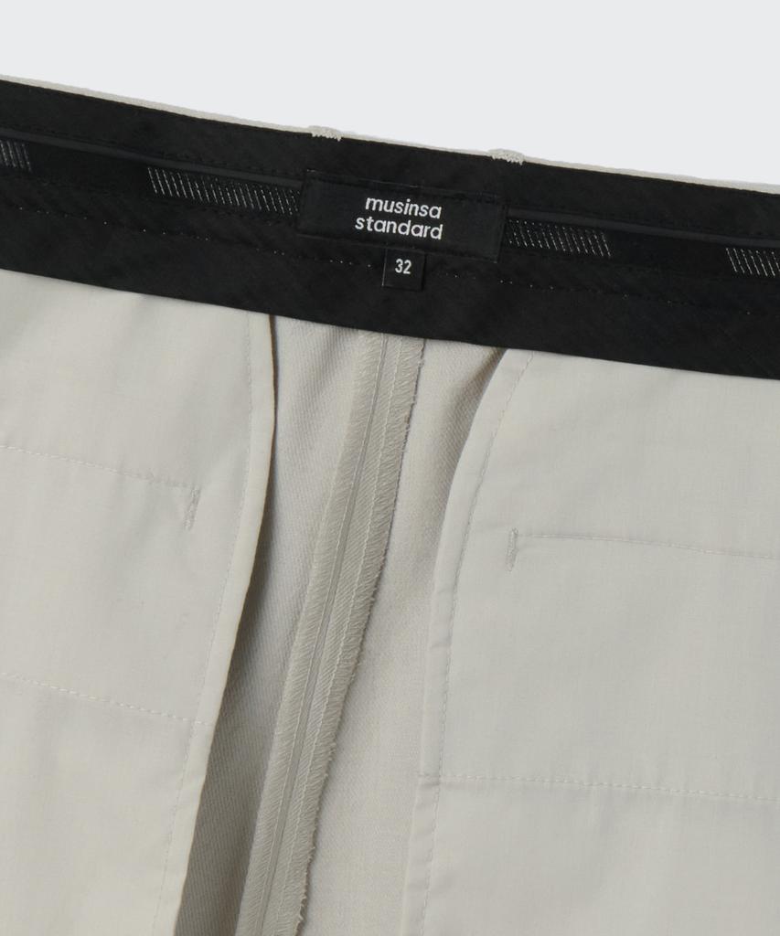 Musinsa Standard Cool Touch To Tuck Wide Hidden Banding Slacks [Dusty Cream]