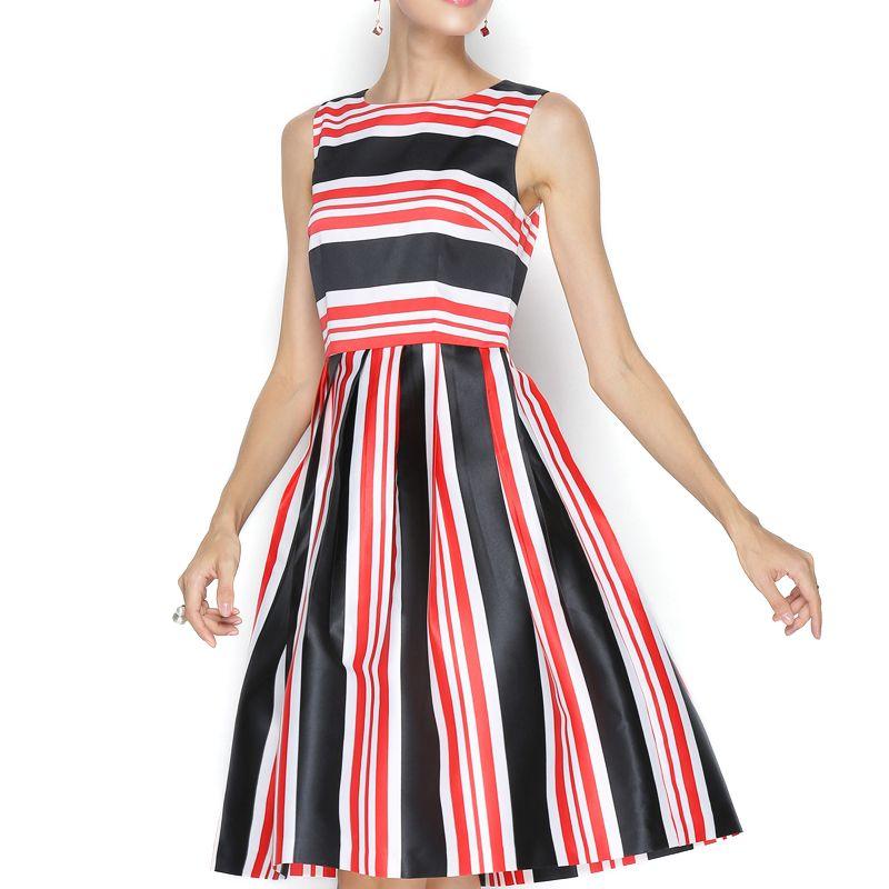 

First-Line Brand Original Cut-off Label Striped Dress Vest Red Black and White S
