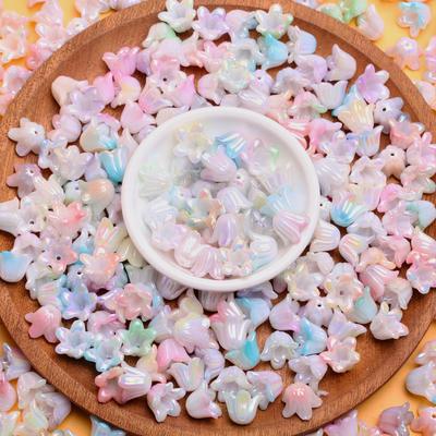 Losse kralen 500g/zak Sieraden Markering Halo Gecoate Kleur Acryl Lelietje-van-dalen Kleurovergang DIY Tweekleurig