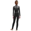 Girls Shiny Rhinestones Full Body Leotard Mock Neck Long Sleeve Sheer Mesh Patchwork Jumpsuit Figure Skating Bodysuit