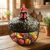 Multipurpose Chicken Design Egg Collecting Basket Resin Cute Egg Organizer Rustic Wire Storage Basket Farm