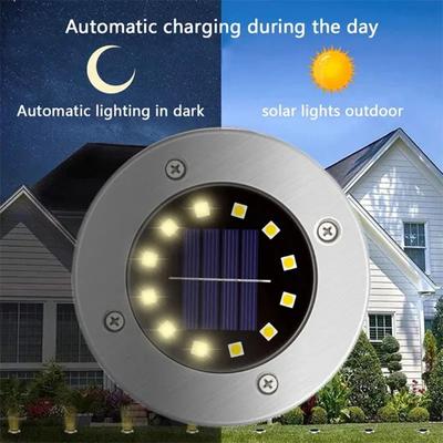 8/20LED Güneş Enerjili Disk Işık Açık Bahçe Güneş Enerjili Yer Altı Işık Güverte Işık Spot Gömülü Güneş Enerjili Led Lamba Bahçe Dekor