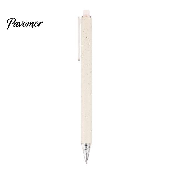 Eco Friendly Material Pens Straw Printed Ballpoint Pen, Smooth Writing Cream Colored Creative Stationery, 0.5mm Unique Handheld Fine Point Ink Pen for