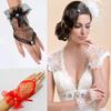 Gothic Short Black Gloves Female Harajuku Lace Bridal Wedding Halloween Lolita Dress Net Gauze Bow Hand Sleeve Fishnet Gloves