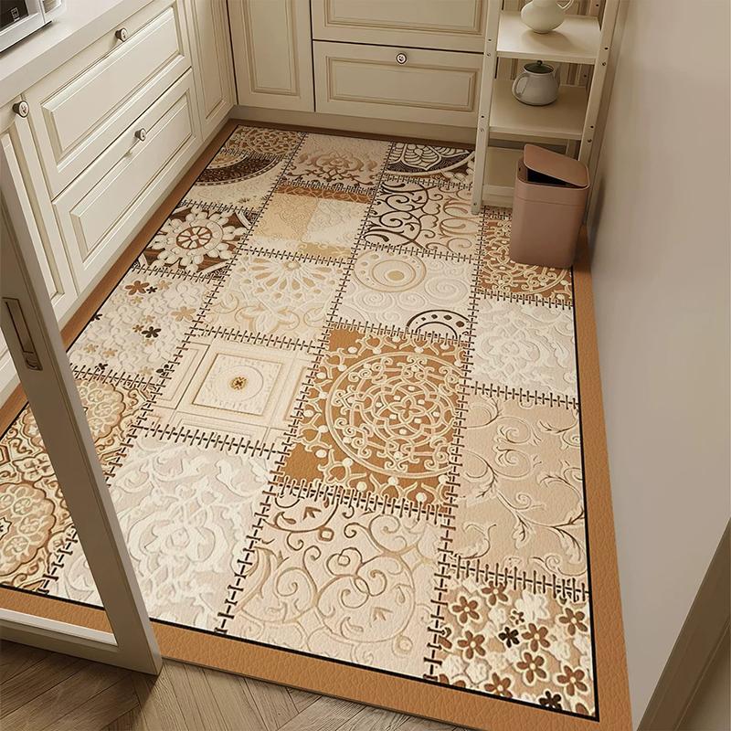 Rug for Kitchen Pvc Waterproof Leather Carpet Large Size Floor Mat Non-slip Oil-proof Home Decoration Rugs Alfombras De Cocina