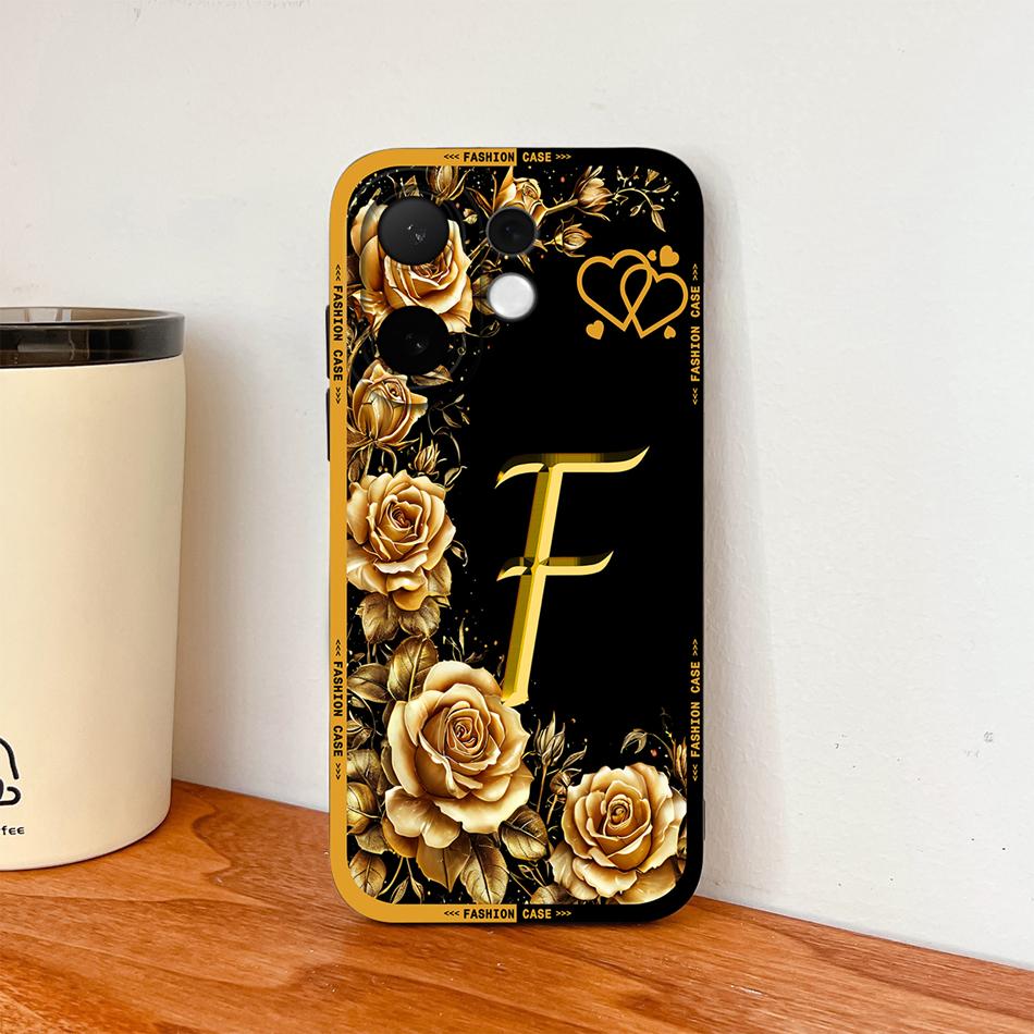 For Vivo V60 Lite 5G Phone Case Fashion Rose Letters Soft Liquid Silicone Housing For Vivo V 60 Camera Coverage Anti Drop Shell