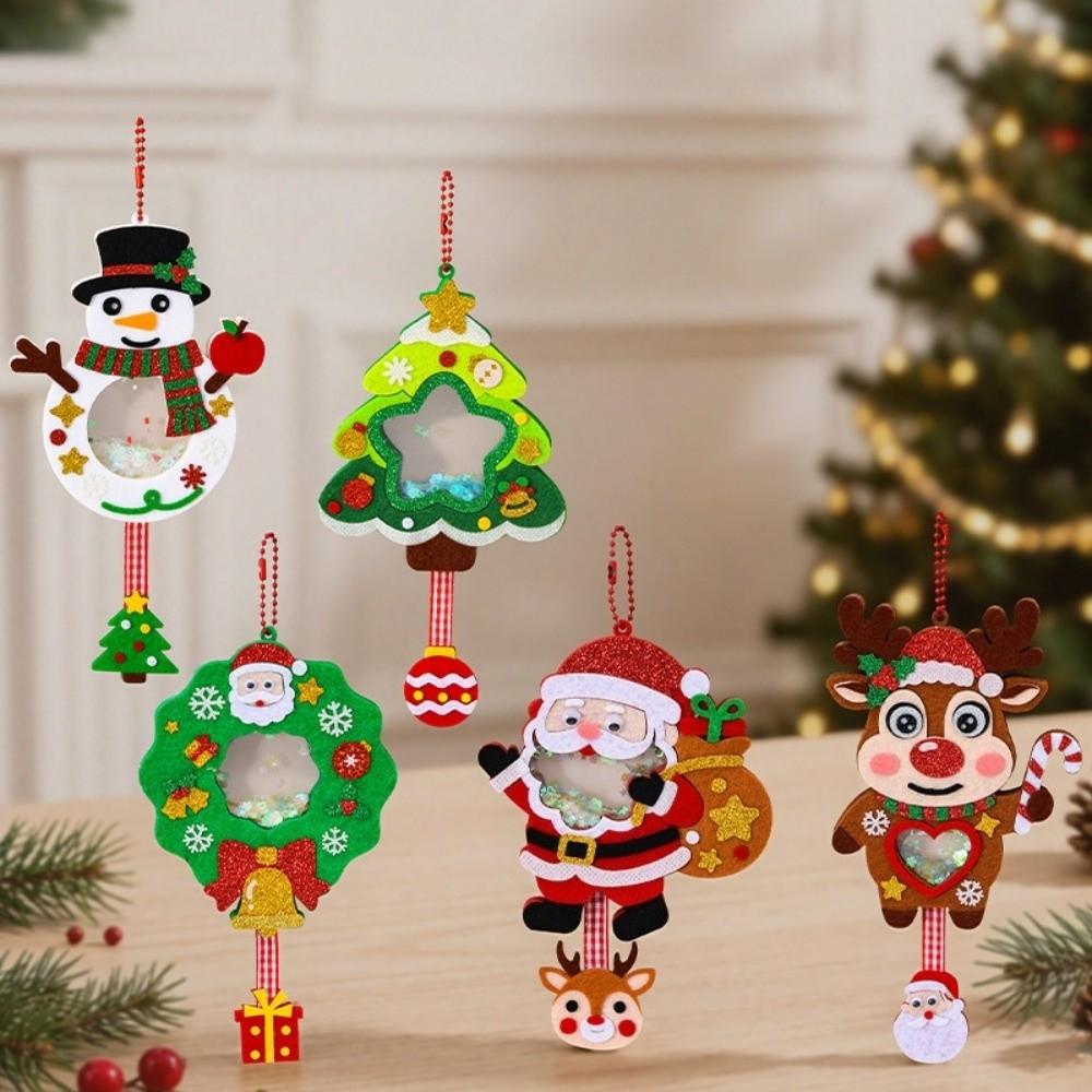 Elk Xmas Non-Woven Charms Santa Claus Shaking Sequins Christmas Toy Christmas Tree Decorations