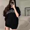 American retro letter printing large size fat MM short-sleeved T-shirt women's summer loose design sense niche Hong Kong flavor top