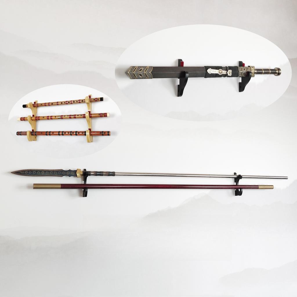 Suport de Perete cu 3 Nivele pentru Katana Suport din Lemn pentru Katana Japoneză Reală Sabie Samurai Sabie Raft de Depozitare Organizator pentru Expunere Cuțite