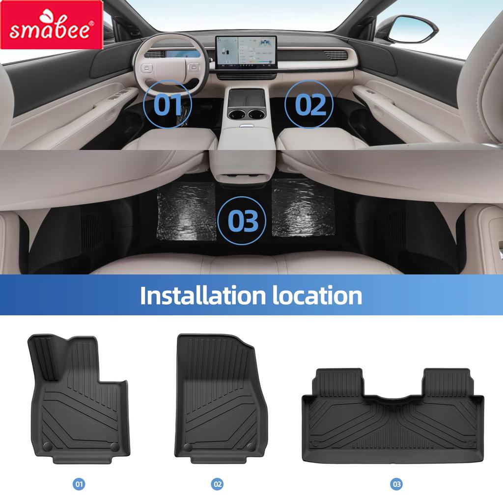 Smabee for Xpeng G6 2023 2024 2025 2026 Car All-Weather Floor Mats Cargo Liner Trunk Pad TPE 3D Foot Mat Accessories