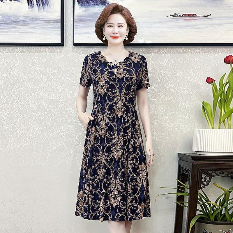 Robe cheongsam d'été fine pour femme, jupe élégante de style chinois à manches courtes, pour femme d'âge moyen