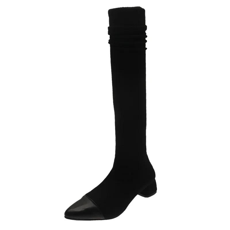 2025 Women Over The Knee High Sock Boots High Heels Nightclub Wedge Heels Woman Stretch Boots Winter Thight Slim Botas Mujer