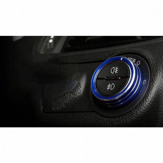 For Buick Envision 2016-2020 Blue Alloy Headlight Switch Control Knob Ring Trim