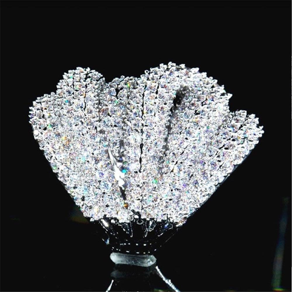Luxury Multilayer Full Crystal Zircon Ring For Women Girl Engagement Party Wedding Rings  Women Jewelry Accessories Gift