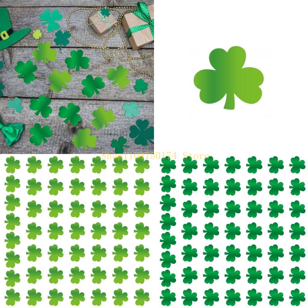 Set of 50 Patricks Day Shamrock Sticker Adhesive Plant Decal Paper Texture for Craft and Home Decoration Top Sale
