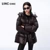 Jinyujie Damen 2024 Winter Kurze Daunenjacke
