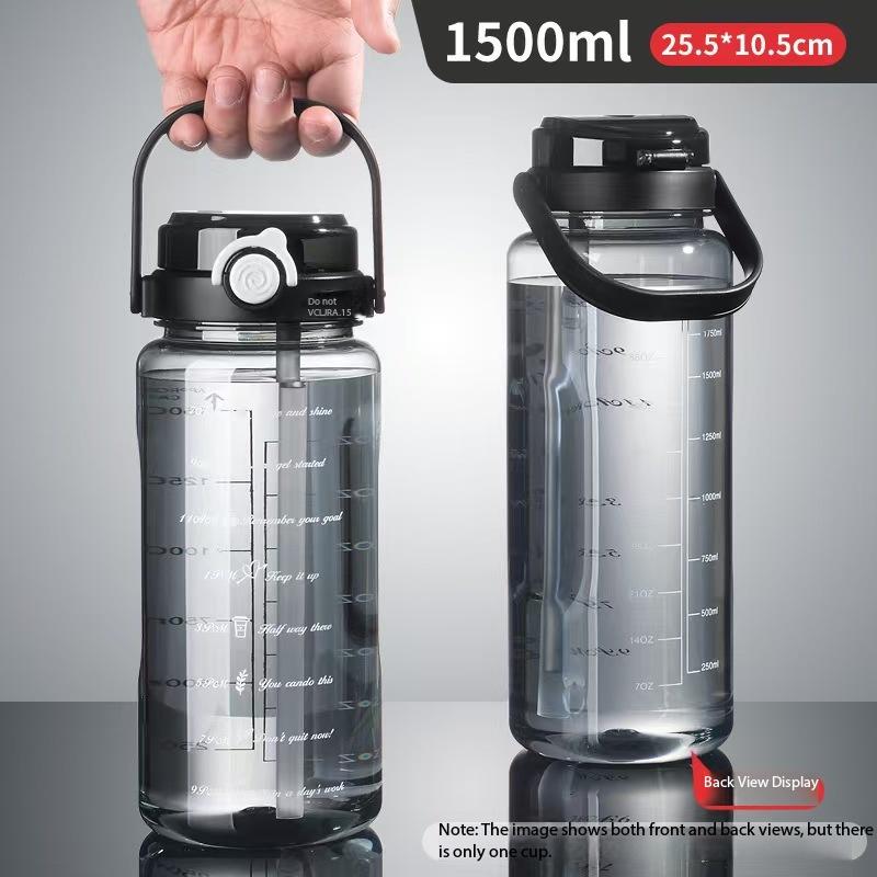 Hot Sale Transparent 2000ml Large Reusable Sports Water Bottle with Flip up Bottle Water Bottle Leakproof for School Gym Travel