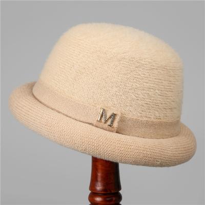Chapeau bob d'hiver en cachemire pour femme, chapeau haut de forme tricoté chaud pour grand-mère, pour personnes âgées, en laine, à la mode