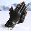Motorcycle Winter Warm Gloves Unisex Thermal Fleece Lined Waterproof Pu Leather Touch Screen Non-slip Motorbike Cycling Gloves
