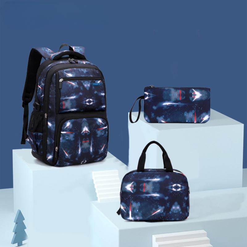 Mochila personalizada de céu estrelado para meninos, mochilas escolares de grande capacidade para estudantes do ensino médio de 4 a 6 anos