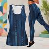 Women Plus Size Two Piece Set Scoop Neck Sleeveless Tank Top Fitted Tie Dye Printed Pants