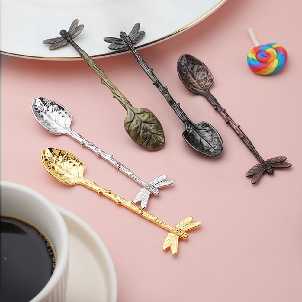 Dragonfly Design Coffee Spoon Metal Bar Tea Spoon Stirring Tool Kitchen Dessert Scoop Tablewear