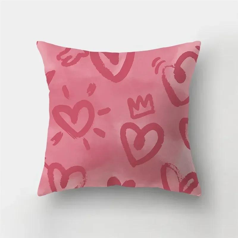 45*45cm Red Pink Heart Pillowcase Home Decor Seat Living Room Sofa Pillowcase Valentines Day Love Cushion Cover