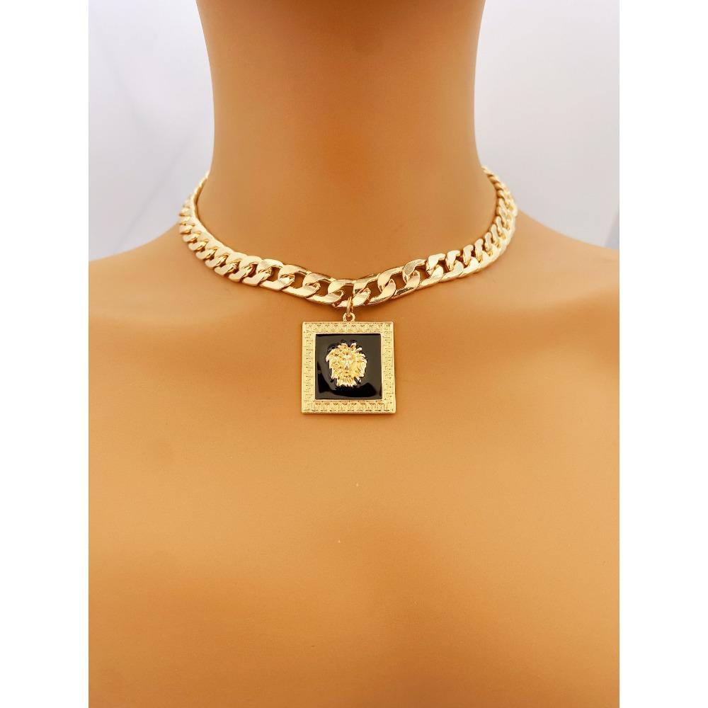 Bold Lion Head Necklace On Chunky Chain for Statement Style