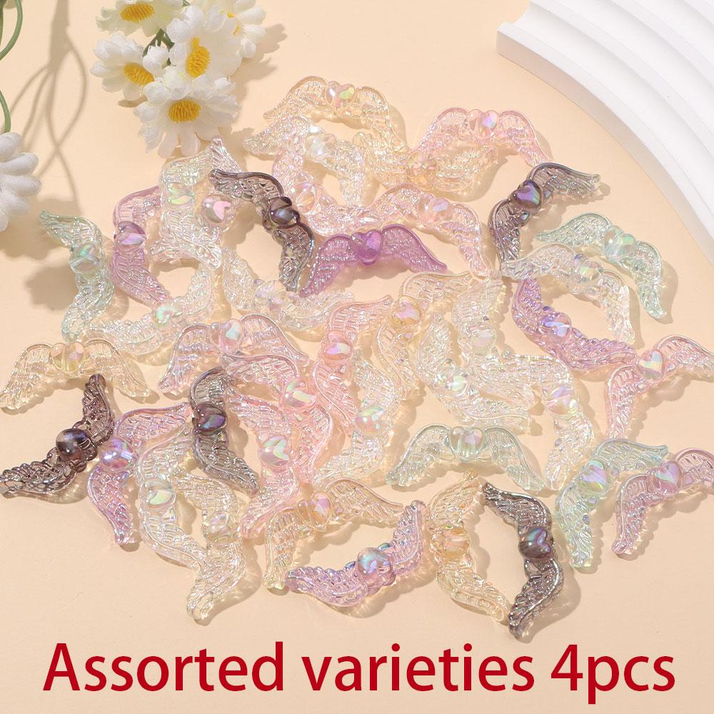 

4/9/15 шт Крила ангела Акрилові прозорі AB Кольорові намиста у формі крил Серце Перо Проміжні намистини та комбінація бісеру Сережки Браслет Ключ 4pcs